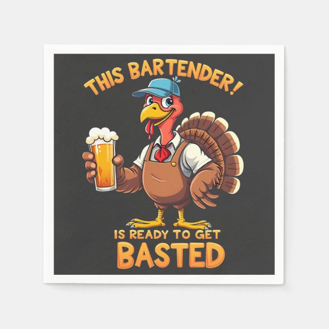 This bartender is ready to get blasted napkins (Front)