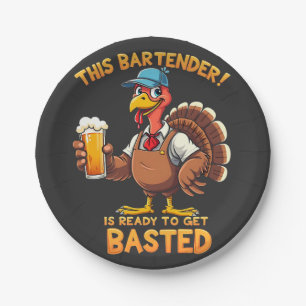 This bartender is ready to get blasted paper plates