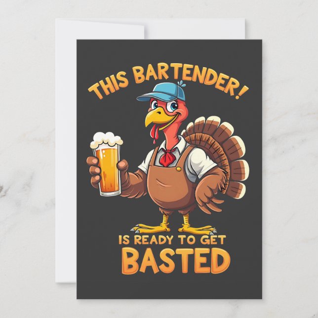 This bartender is ready to get blasted save the date (Front)