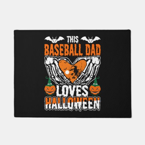 This Baseball Dad Loves Halloween Doormat
