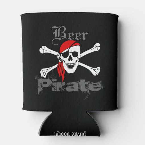 This be me pirate booty! Funny Beer Pirate Can Cooler | Zazzle