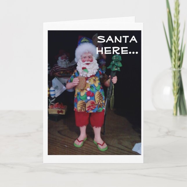 THIS BEACH SANTA is here WITH HOLIDAY CHEER Card (Front)
