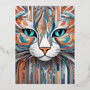 This beautiful cat vector art is the perfect addit foil holiday postcard