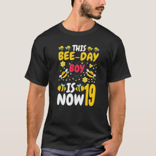 This Bee Day Boy Is Now 19 19th Birthday Party 19  T-Shirt