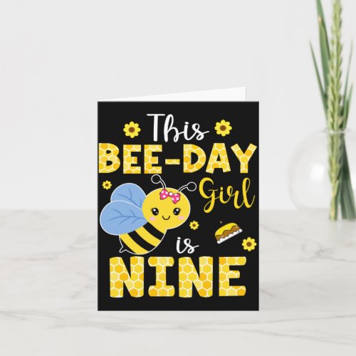 This Bee-Day Girl Is Nine 9 Years Old 9th Birthday Card