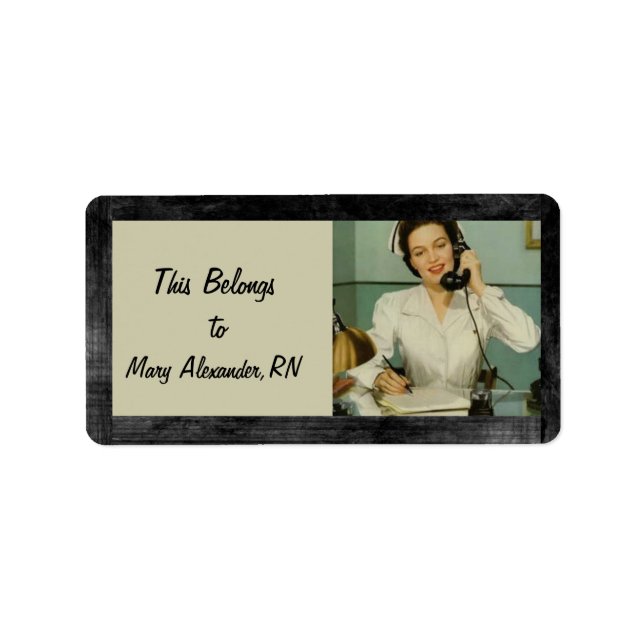 This Belongs to a Cool Nurse Retro Label (Front)