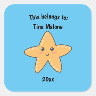 This Belongs to Back to School Cute Starfish Blue Square Sticker