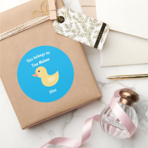 This Belongs to Back to School Rubber Duck Blue Classic Round Sticker