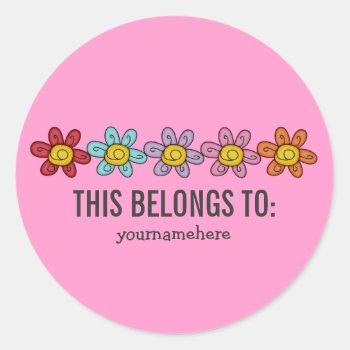 This Belongs To Cute Doodle Flower Stickers by whupsadaisy4kids at Zazzle