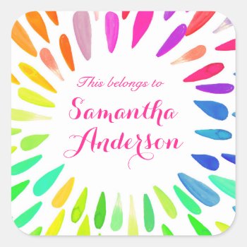 This Belongs To Label  Paint  Rainbow Name Label by ApplePaperie at Zazzle