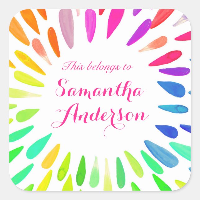 This belongs to label, paint, rainbow name label (Front)