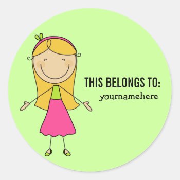 This Belongs To Sticker For A Girl by whupsadaisy4kids at Zazzle