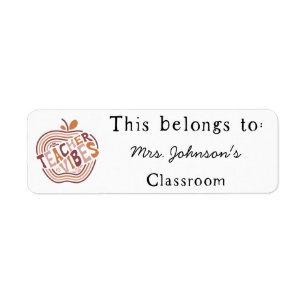 This Belongs to Teacher Boho Apple Label Stickers