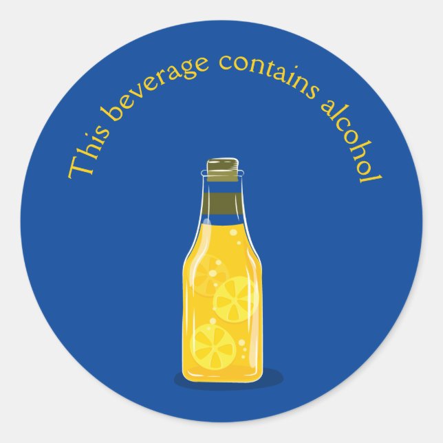 This Beverage Contains Alcohol Classic Round Sticker (Front)