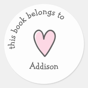 This Book Belong To - Cute Pink Heart - Kids