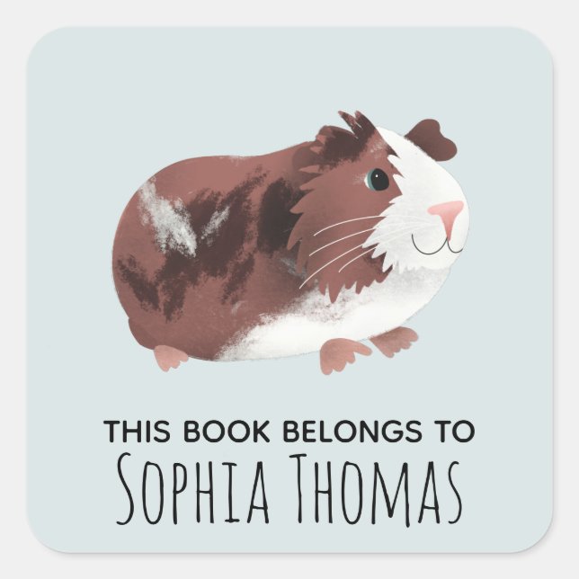 'This Book Belongs' Cute Guinea Pig Kids Bookplate (Front)