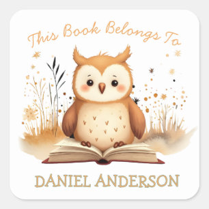 This Book Belongs Kids Name School Book Square Sticker