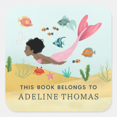 This Book Belongs Mermaid Ocean Kids Bookplate