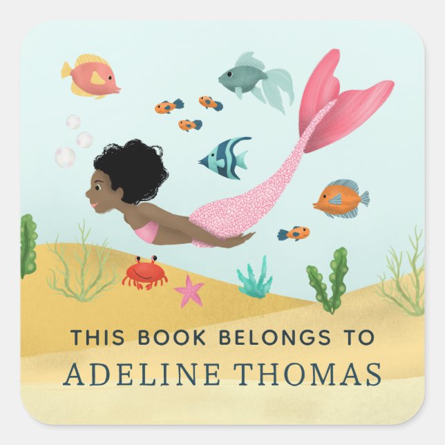 'This Book Belongs' Mermaid Ocean Kids Bookplate (Front)