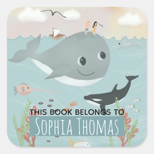 This Book Belongs Ocean Whale Kids Bookplate