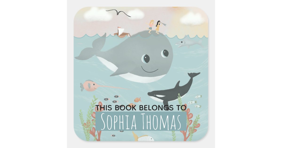 This Book Belongs' Ocean Whale Kids Bookplate