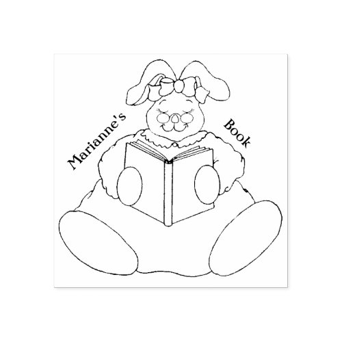 This Book Belongs to a Bunny Rabbit Rubber Stamp