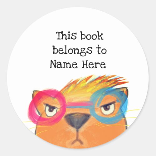 This Book Belongs To Angry Super Cat Book Label