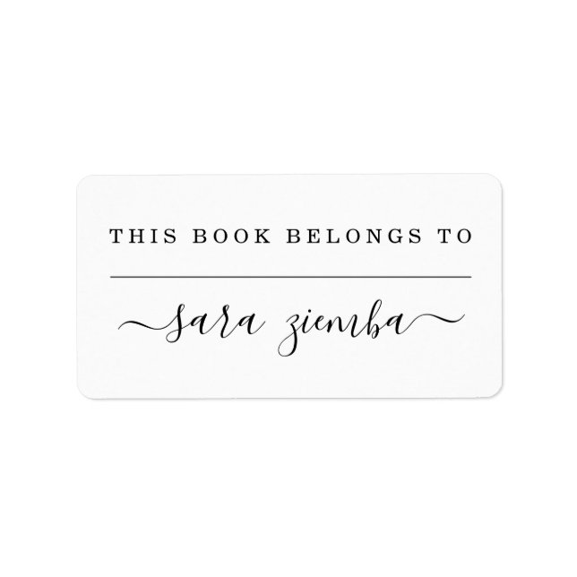 This Book Belongs to Book Label (Front)