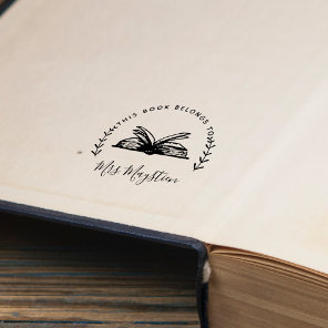 This Book Belongs To Book Script Self-inking Stamp