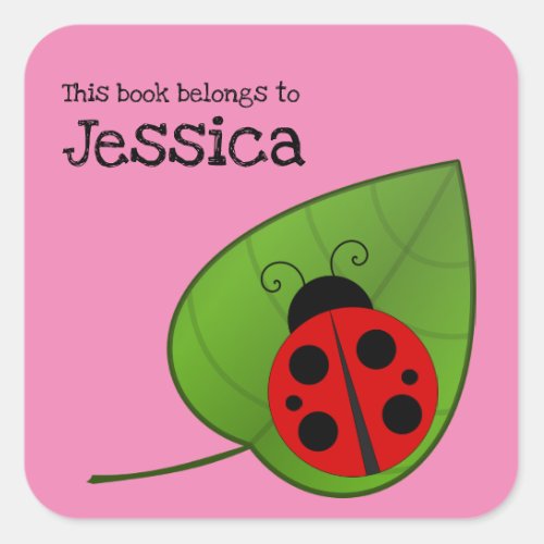 This Book Belongs to Bookplate Pink Name  Ladybug