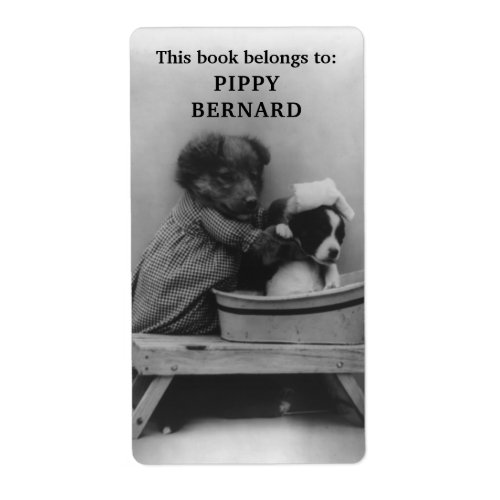 This Book Belongs to Bookplate Vintage Puppies