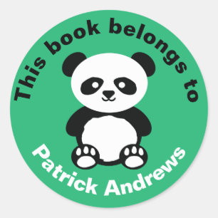This Book Belongs To Boys Panda Bear Kawaii Green Classic Round Sticker