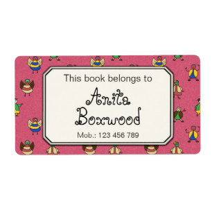 This Book Belongs To Custom Girl Name Stick People Label