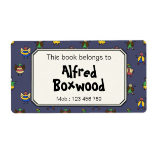 This Book Belongs To Custom Name Cartoon People Label