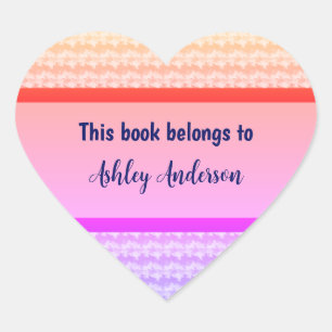 This Book Belongs To Custom Name  Heart Sticker