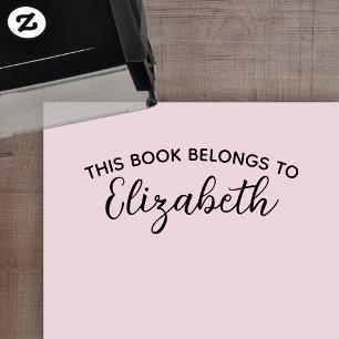 This Book Belongs To - Custom Name - modern script Self-inking Stamp