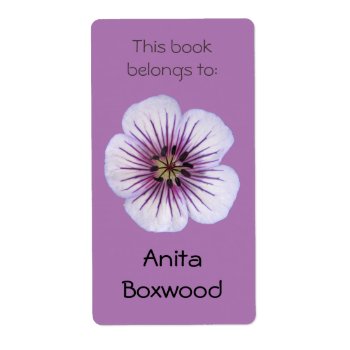 This Book Belongs To Custom Name Purple Flower Label by KreaturFlora at Zazzle