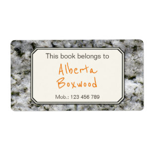 This Book Belongs To Custom Name Rock Texture Label