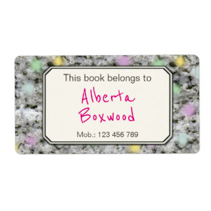 This Book Belongs To Custom Name Rock Texture Label
