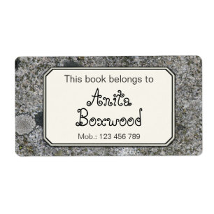 This Book Belongs To Custom Name Rock Texture Label