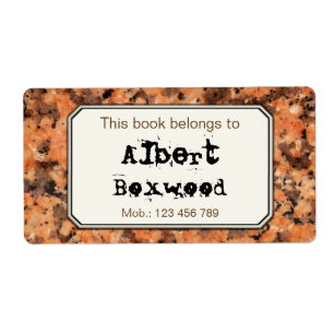 This Book Belongs To Custom Name Rock Texture Label