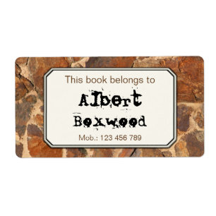This Book Belongs To Custom Name Rock Texture Label