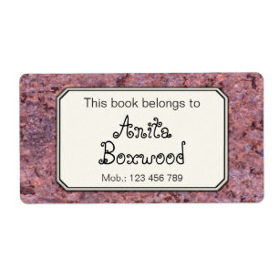This Book Belongs To Custom Name Rock Texture Label