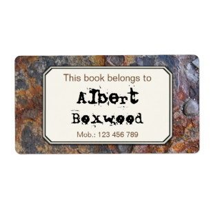 This Book Belongs To Custom Name Rock Texture Label