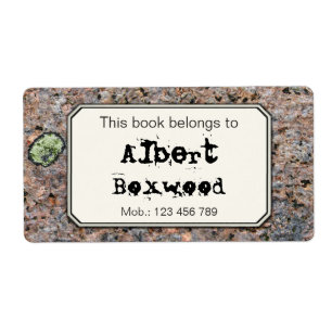 This Book Belongs To Custom Name Rock Texture Label