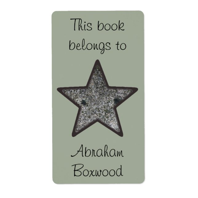 This Book Belongs To Custom Name Rock Texture Star Label (Front)