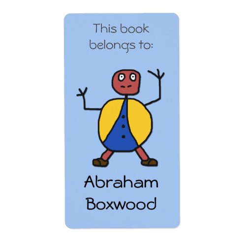 This Book Belongs To Custom Name Stick People Label