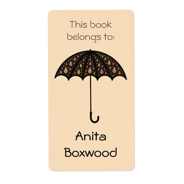 This Book Belongs To Custom Name Umbrella Label (Front)