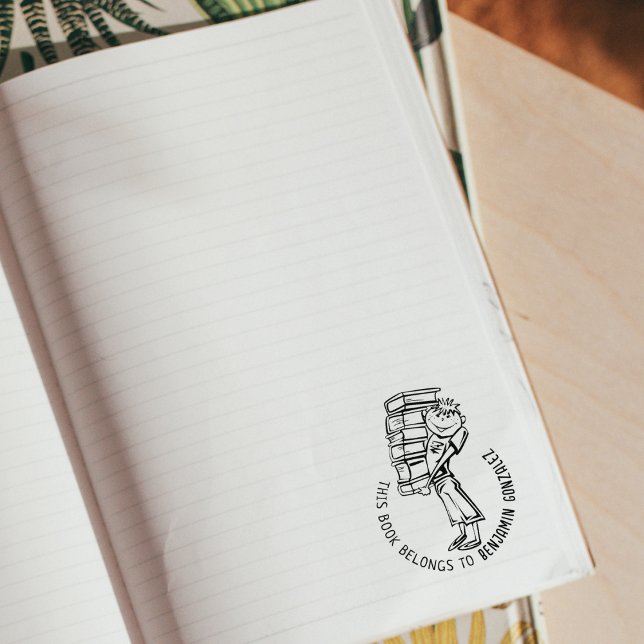 This Book Belongs To, Cute Boy Book    Rubber Stamp (Creator Uploaded)