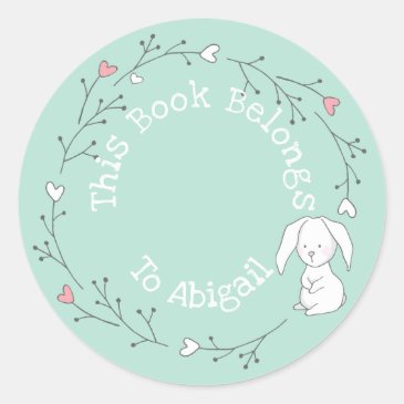 This Book Belongs To - Cute Bunny in a Wreath Kids